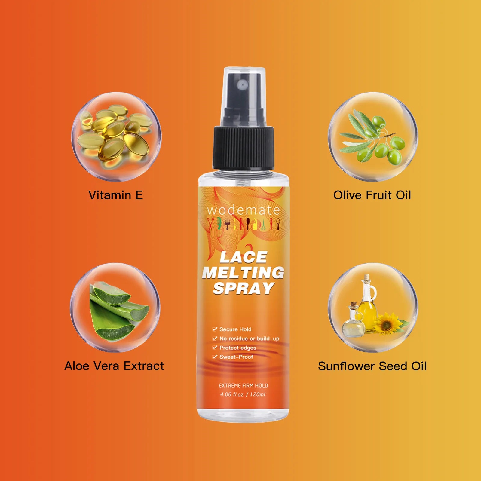 Lace Glue Spray 120ml Large Capacity Quick Drying Invisible Lace Melting Spray for Wig Glue