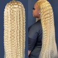 Pelucas Frontales de Encaje 13x6 de Cabello Humano, Ondulado Brasileño Rubias de 32 pulgadas