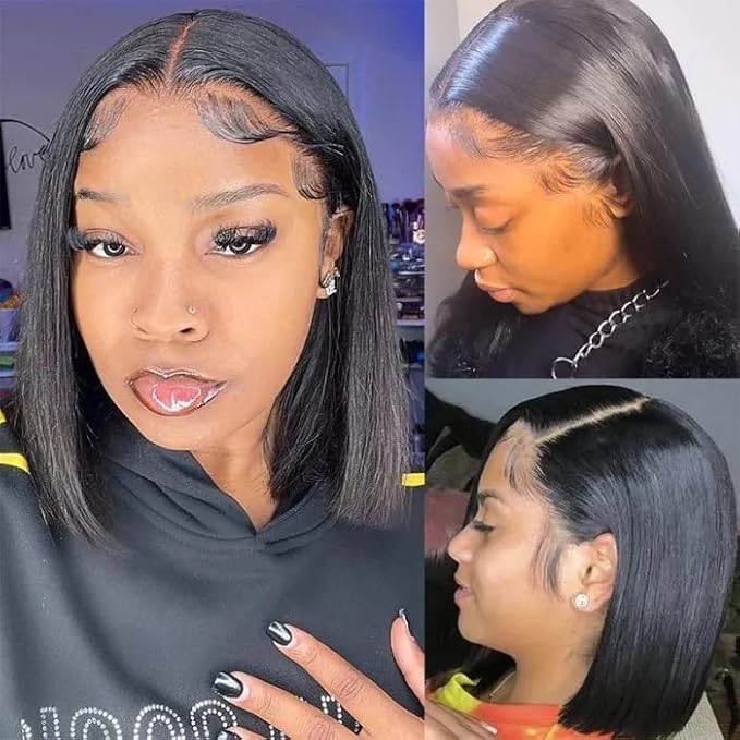Pelucas asequibles de encaje HD 230% peinado Bob liso de 10 pulgadas