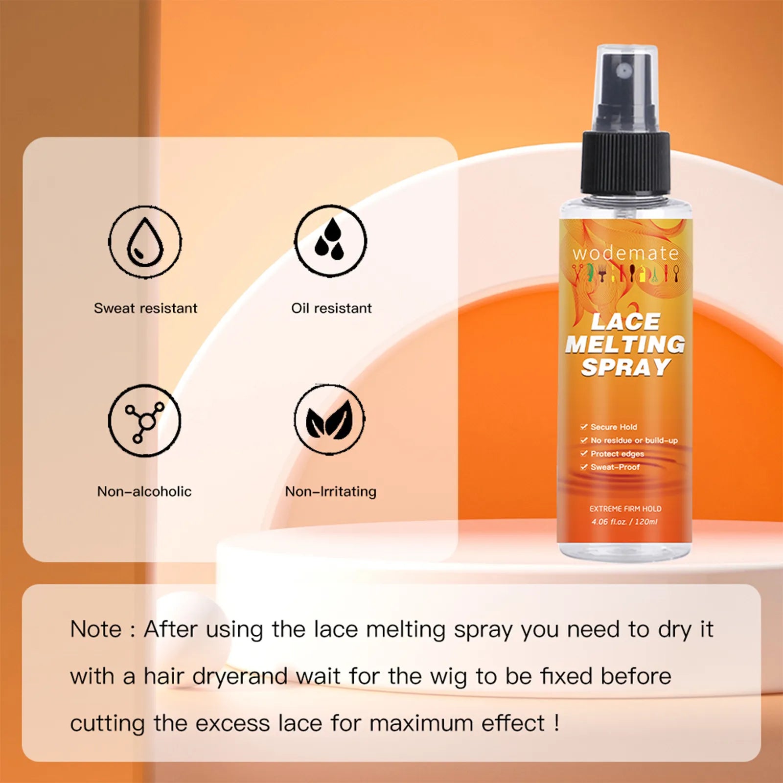 Lace Glue Spray 120ml Large Capacity Quick Drying Invisible Lace Melting Spray for Wig Glue