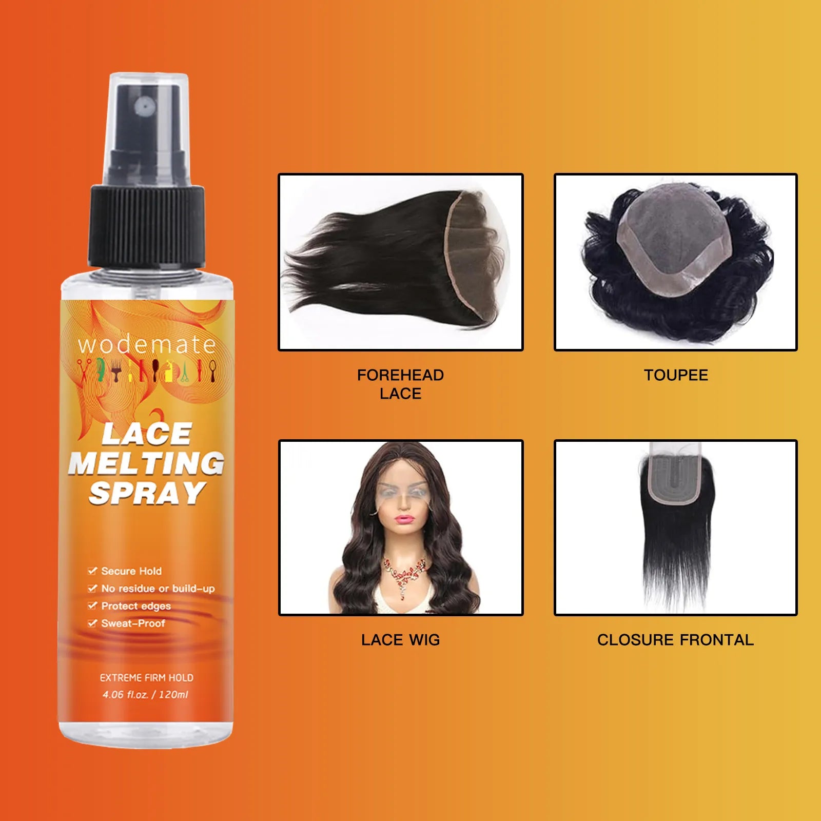 Lace Glue Spray 120ml Large Capacity Quick Drying Invisible Lace Melting Spray for Wig Glue