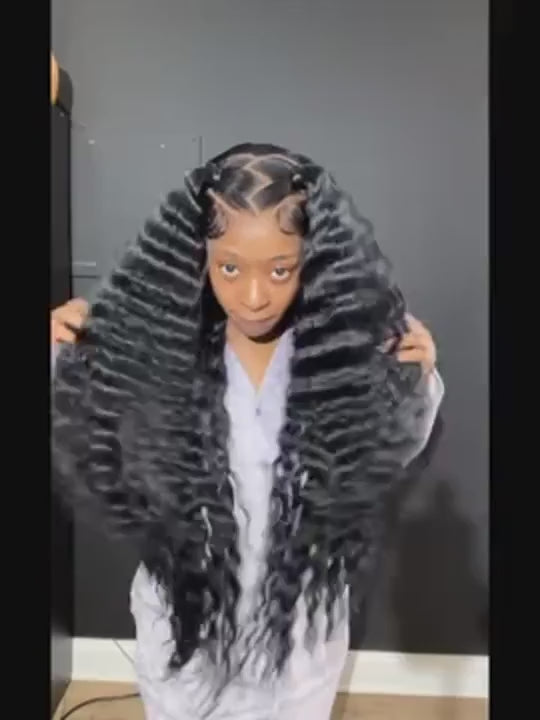 Peluca de cabello humano de onda suelta 13x6 HD Lace Frontal Peluca Brasileña Onda Suelta Profunda Peluca de cabello humano rizado de alta densidad para mujeres 200 de densidad
