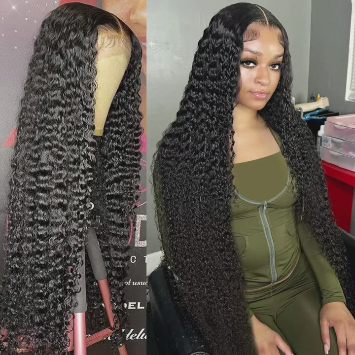 Peluca frontal de encaje HD de 13x6 rizada de onda de agua al por mayor brasileña de 30 40 pulgadas 13x4 sin pegamento de onda profunda suelta de cabello humano para mujer